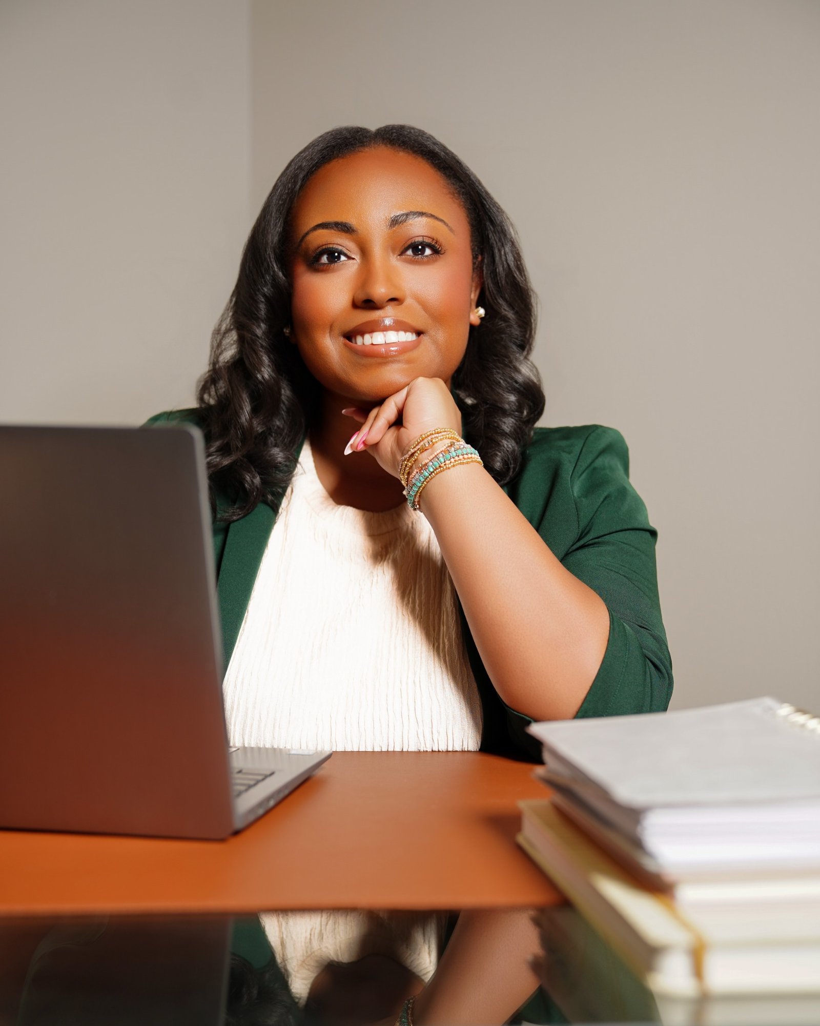 Lindsey P. Boxie sitting at her desk